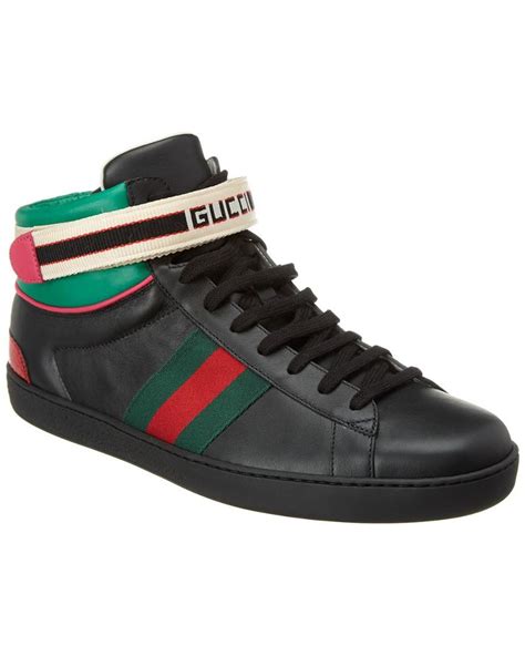 gucci stripe ace high top sneaker black|Gucci ace black men's.